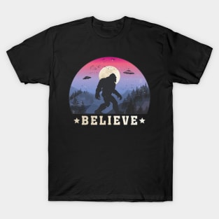 Bigfoot, Ufos "Believe" Funny Sasquatch T-Shirt